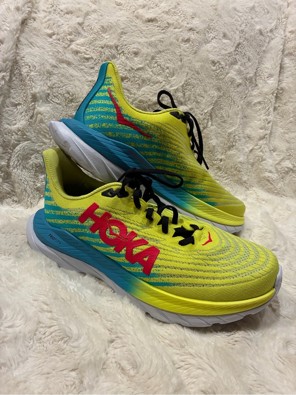 HOKA Mach 5 Speed Running Shoes - Yellow/Blue size 9B